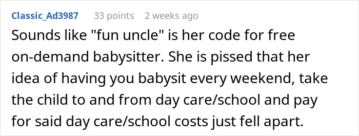 Comment discussing sibling pressure for a brother to take a parental role in the absence of the child&rsquo;s father.