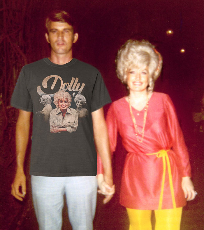 Dolly Parton and Carl Thomas Dean walking hand in hand, showcasing a lasting love story.