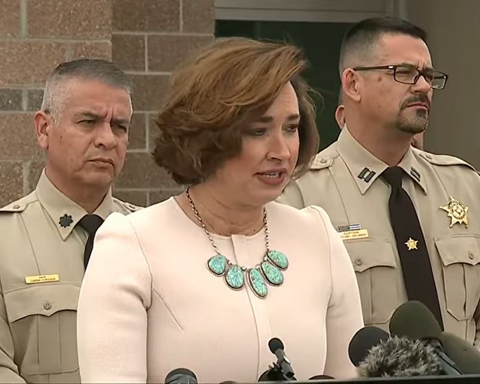 Gene Hackman's daughter speaks to media alongside officers after autopsy.