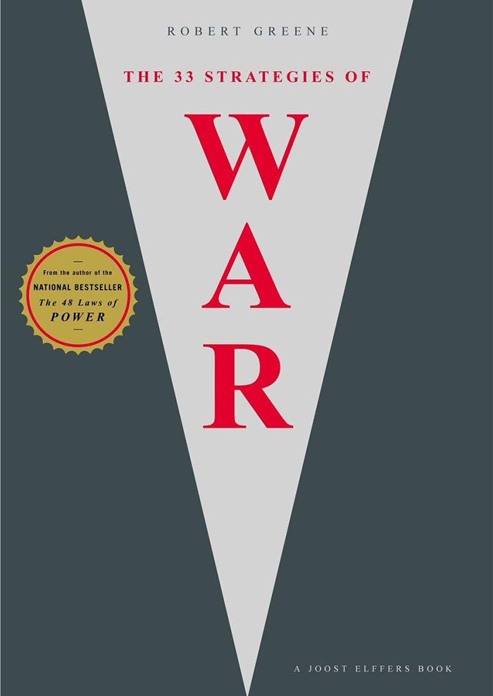 Book cover of &ldquo;The 33 Strategies of War&rdquo; by Robert Greene featuring a bold red title.