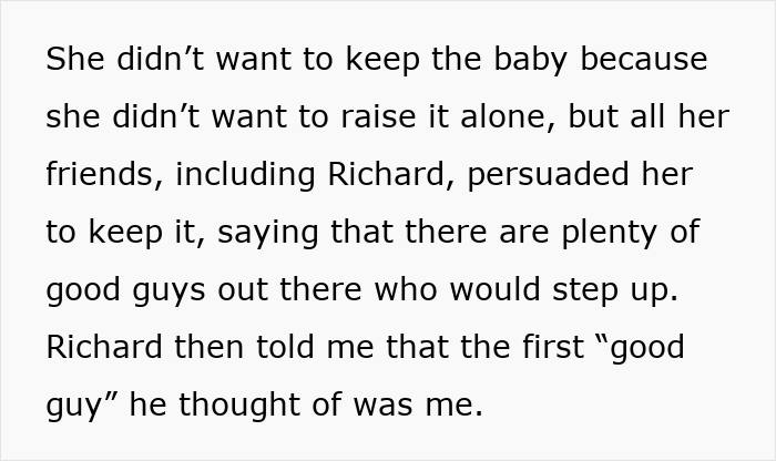 Text excerpt discussing dating a pregnant woman and potential single motherhood.