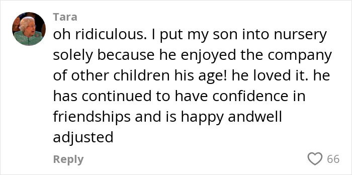 Comment on daycare, mother shares positive experience about her son’s social and emotional growth in nursery settings.