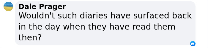 Text from Dale Prager questioning the emergence of diaries related to O.J. Simpson's case.